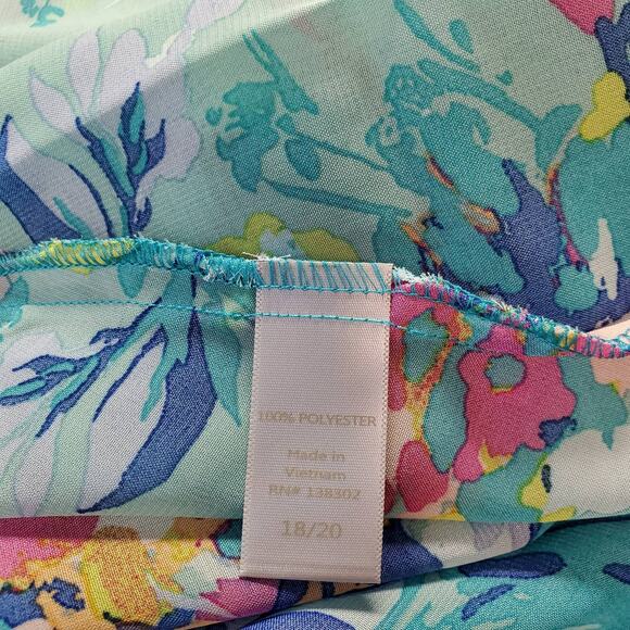 Avenue SS Open Front Chiffon Cardigan Women's 18/20 Teal Floral Lightweight NWT - Picture 10 of 10